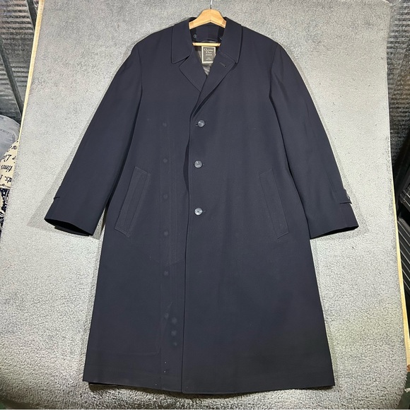 Vintage Christian Dior MONSIEUR Men’s Trench Coat Navy Blue 42L 100% Wool USA
